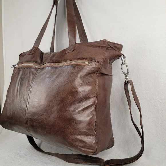 Brampton London Large Soft Leather Slouchy Utility Tote Bag Oversized Satchel - Picture 8 of 12